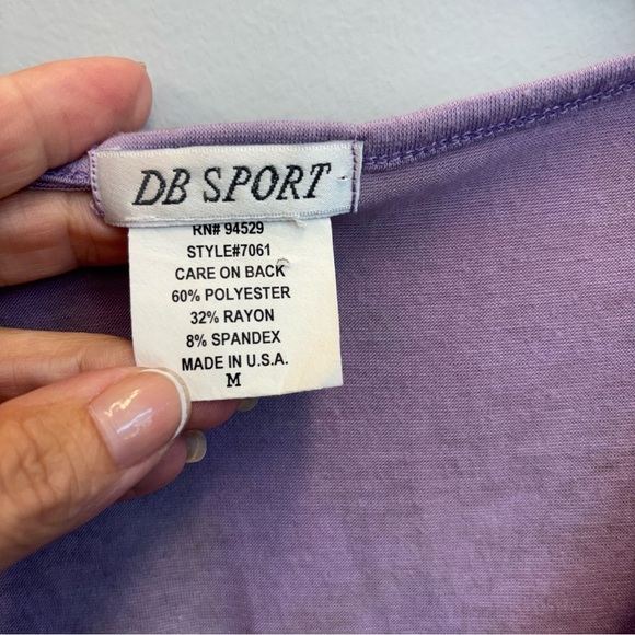 Vintage DB Sport Y2K Top V Neck babydoll purple peacock floral - Picture 4 of 8